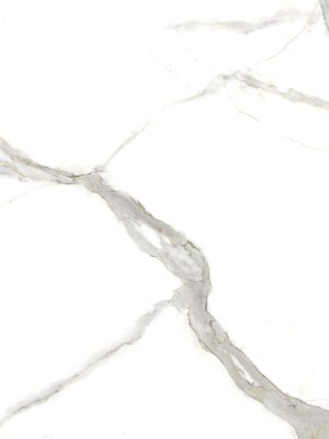 Superficie ultracompacta Laminam Calacatta Michelangelo con diseño marmolado blanco y vetas grises y doradas para cubiertas y revestimientos