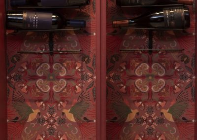 Superficie de apoyo en aglomerado de mármol Palladio Fenice Santamargherita en proyecto de interiorismo Cava Bidasoa.